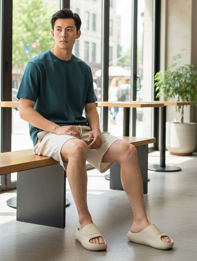 men beige slip on slider - 22316944 -  Standard Image - 4