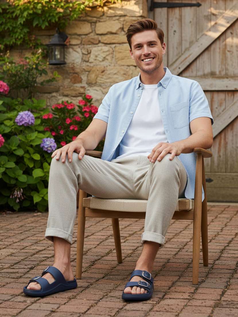 men solid slip on slider - 22316952 -  Standard Image - 4