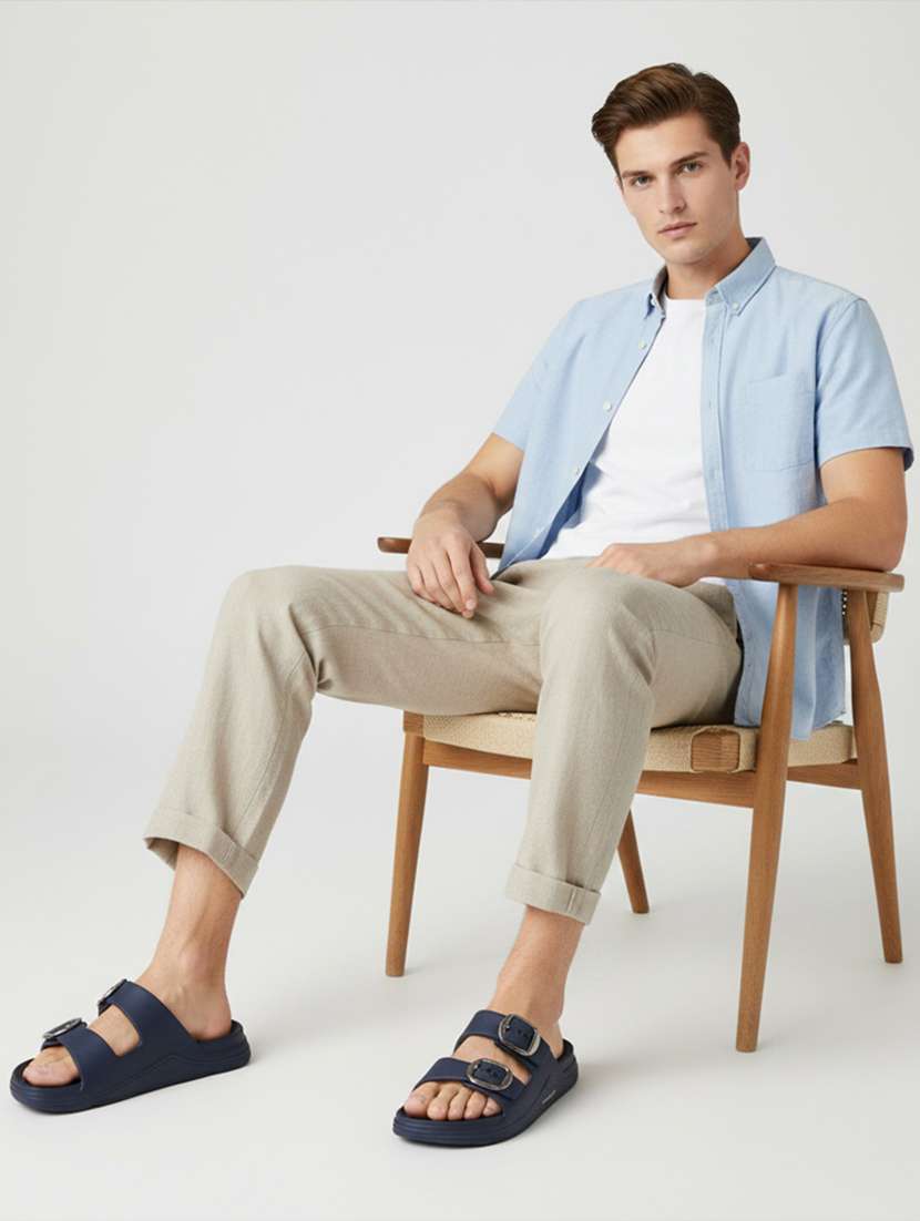 men solid slip on slider - 22316957 -  Standard Image - 4