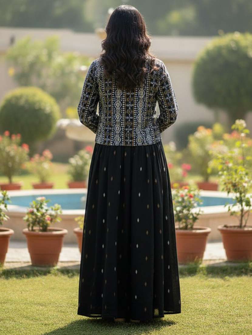 women printed three quarter sleeve ethnic dress - 22316960 -  Standard Image - 4