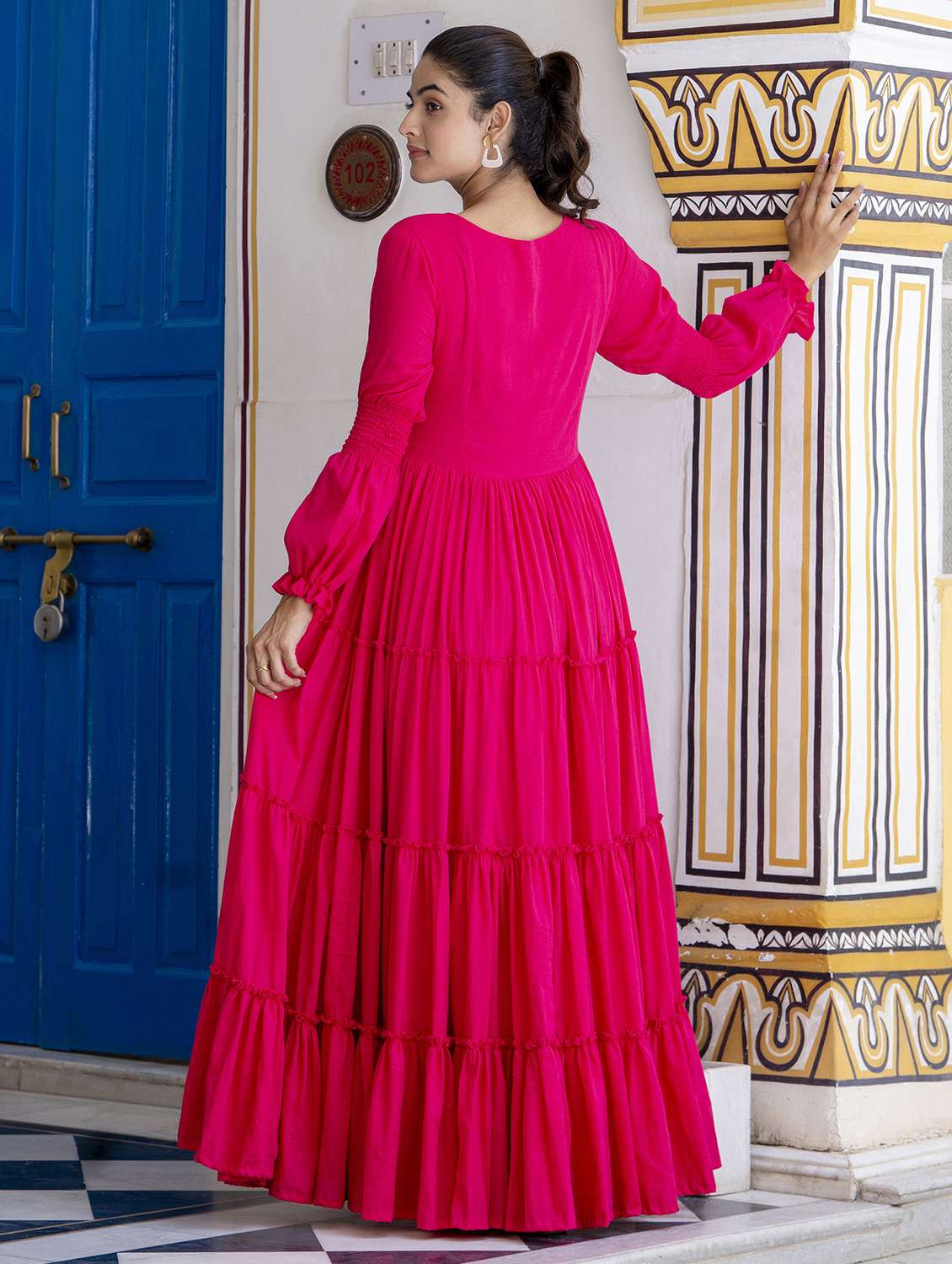 women solid long sleeve ethnic dress - 22316965 -  Standard Image - 4