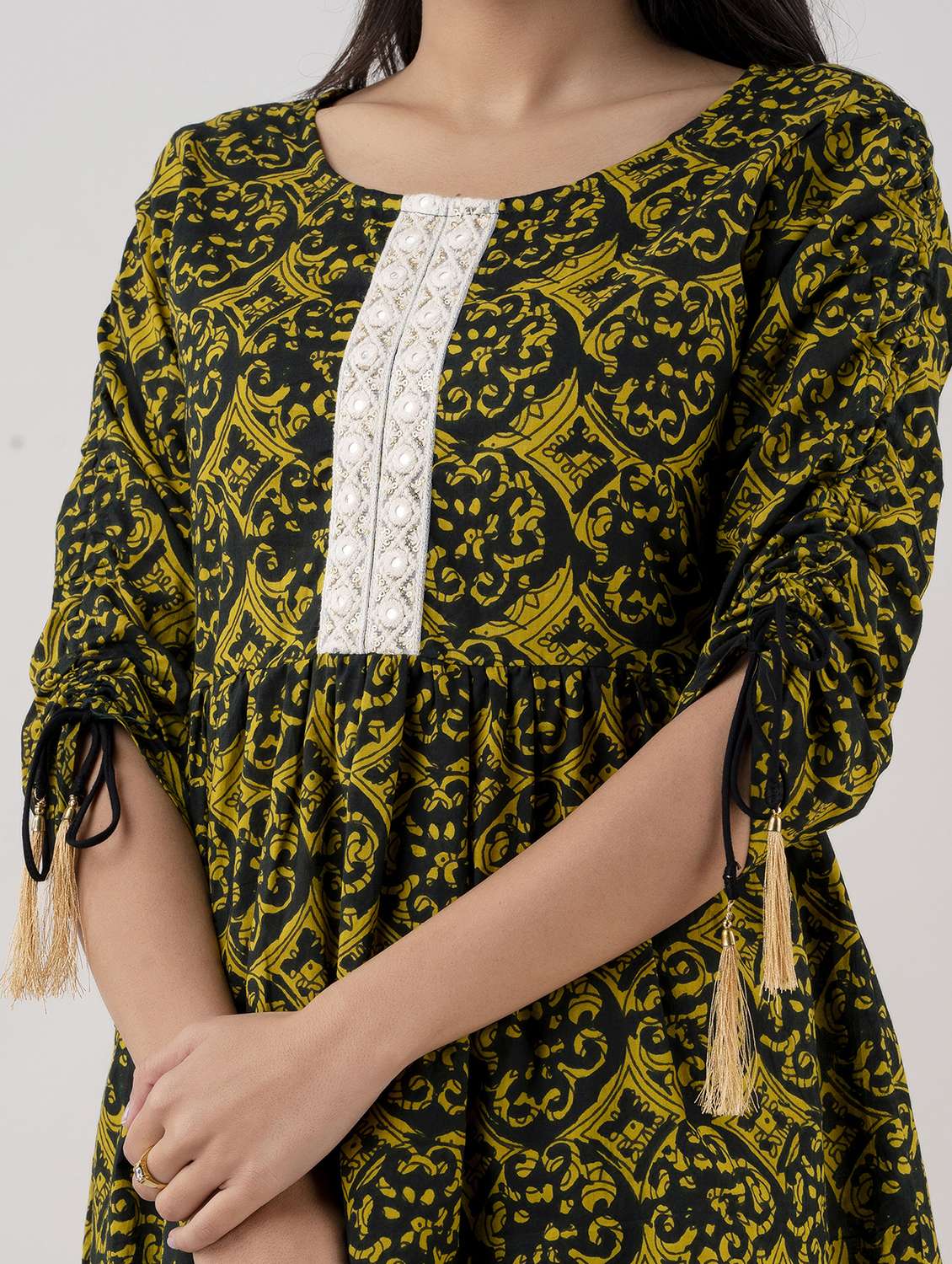 women printed three quarter sleeve ethnic top - 22316984 -  Standard Image - 6