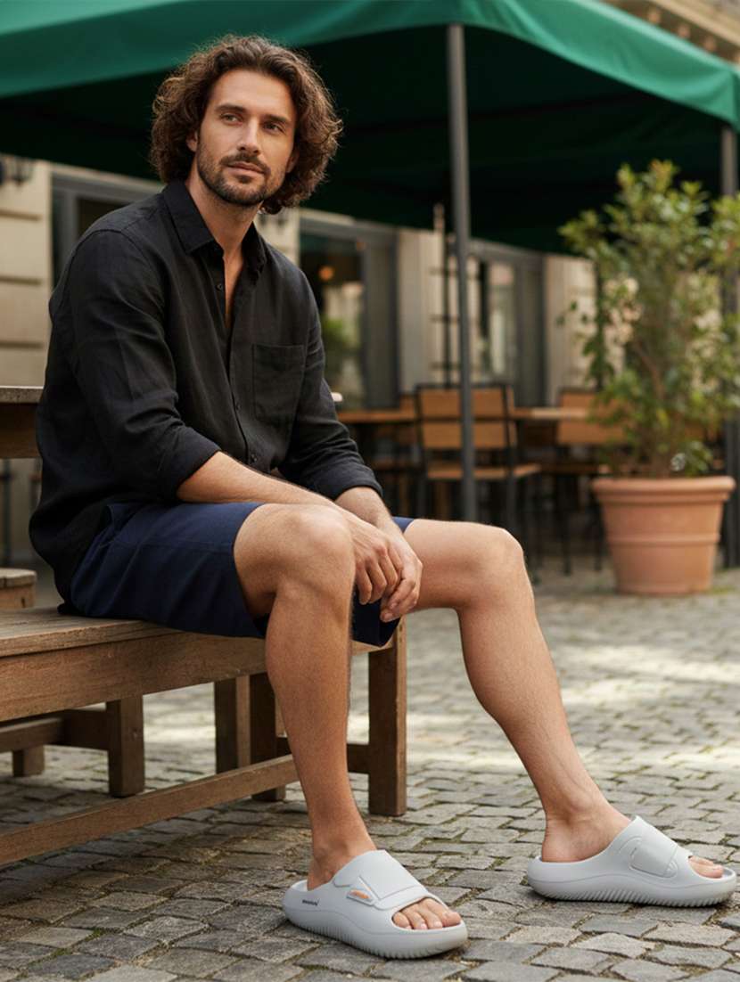 men solid slip on slider - 22316991 -  Standard Image - 4