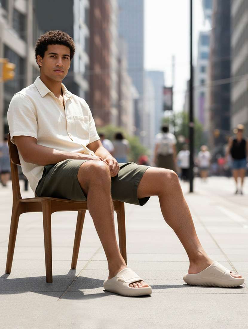 men solid slip on slider - 22316993 -  Standard Image - 4