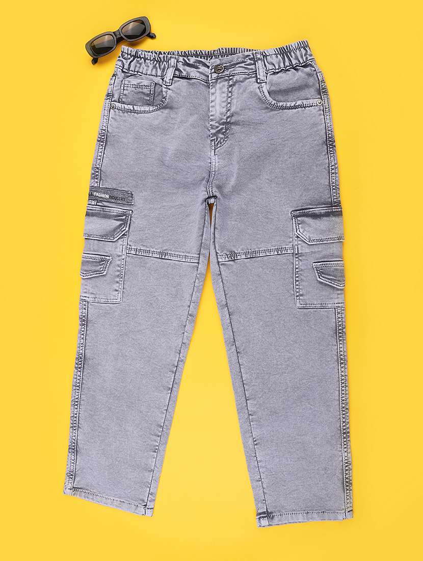boys washed mid rise cargo jeans - 22317108 -  Standard Image - 1