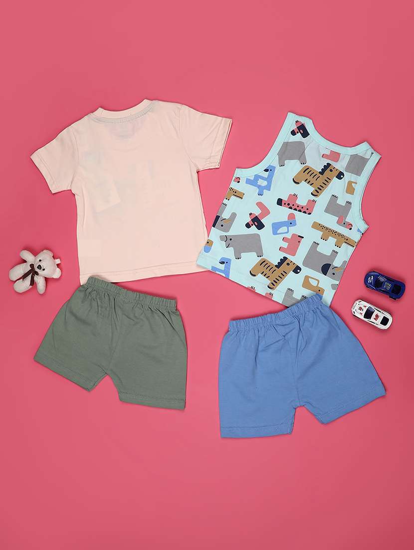 multi colored cotton shorts set coords - 22317135 -  Standard Image - 1