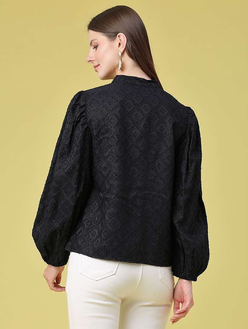 women self design long sleeves peplum top - 22317204 -  Standard Image - 4