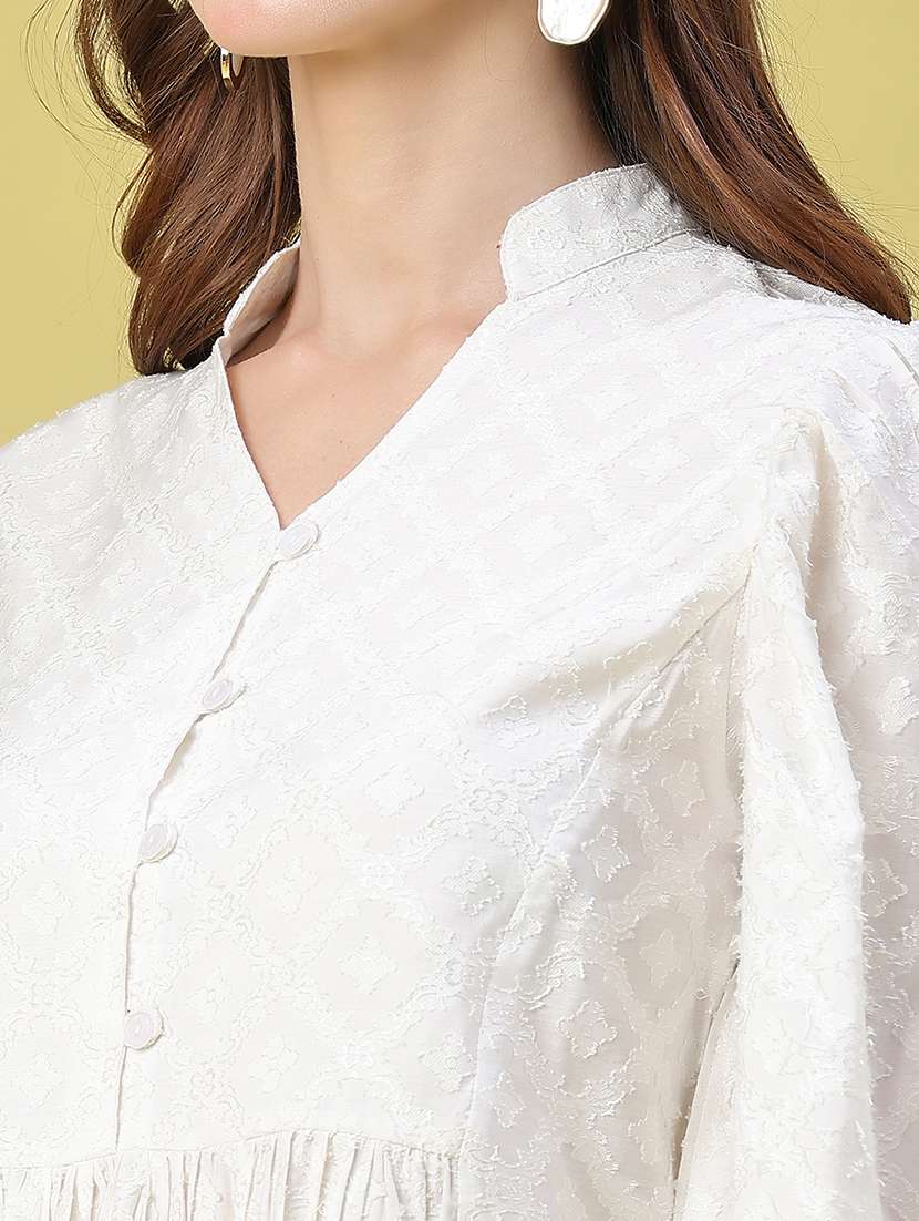 women self design long sleeves peplum top - 22317205 -  Standard Image - 1