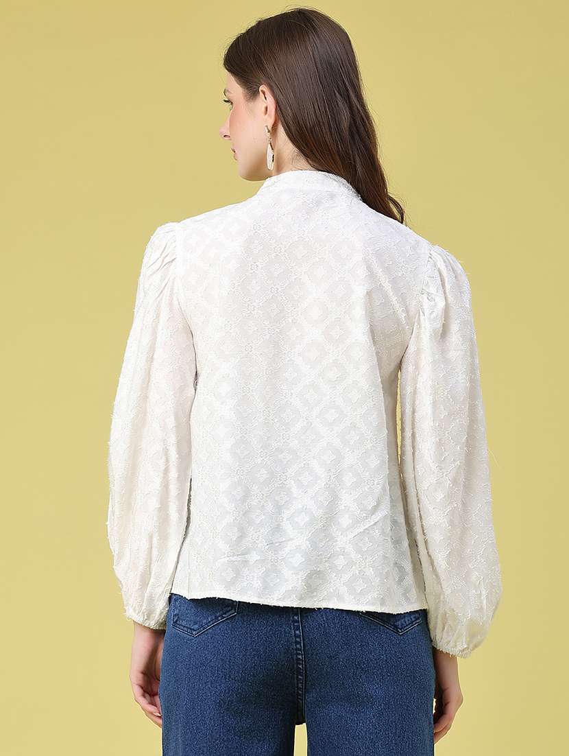 women self design long sleeves peplum top - 22317205 -  Standard Image - 4