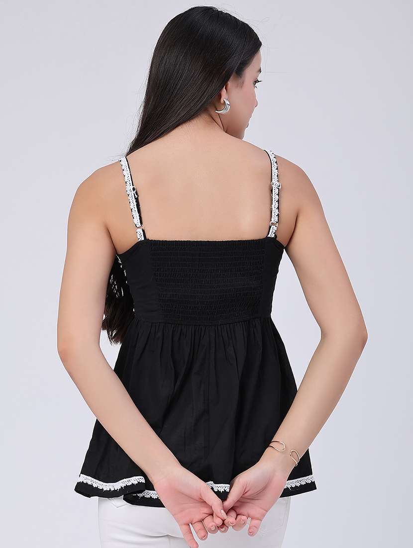 women embroidered shoulder strap peplum top - 22317206 -  Standard Image - 4