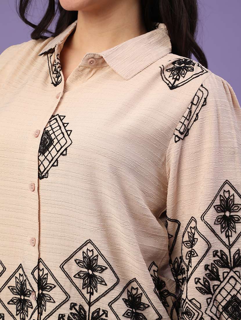Beige Cotton Shirt Top - 22317212 -  Standard Image - 1