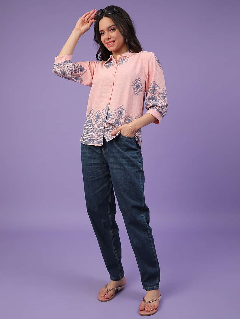 peach cotton shirt top - 22317214 -  Standard Image - 4