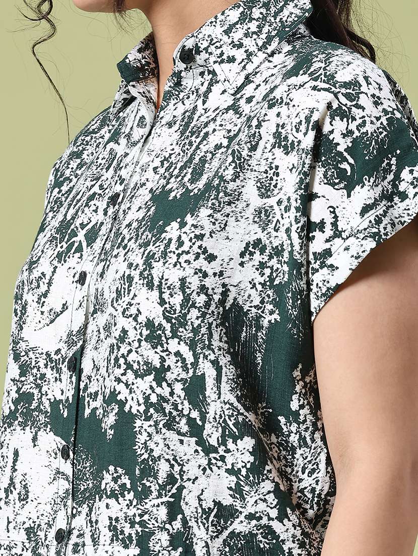 women printed collared short sleeve shirt - 22317237 -  Standard Image - 1