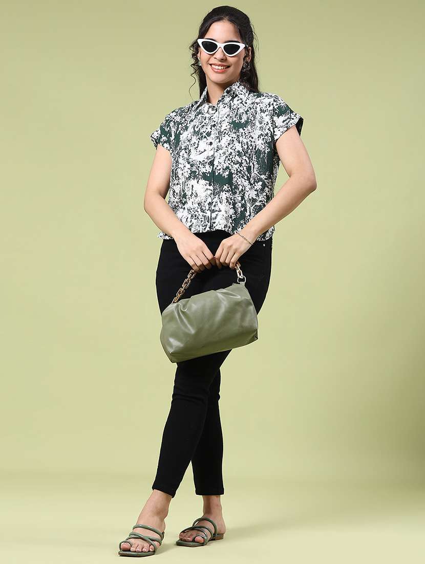 women printed collared short sleeve shirt - 22317237 -  Standard Image - 4