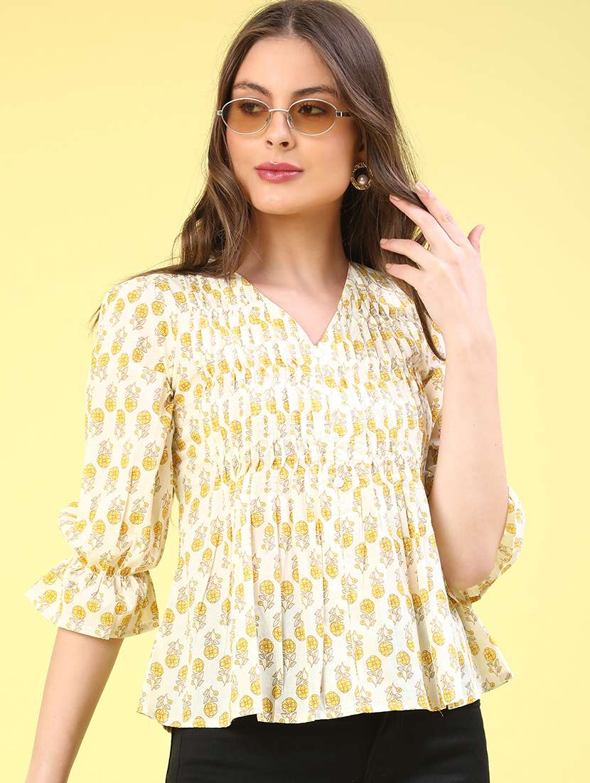 yellow cotton a line top