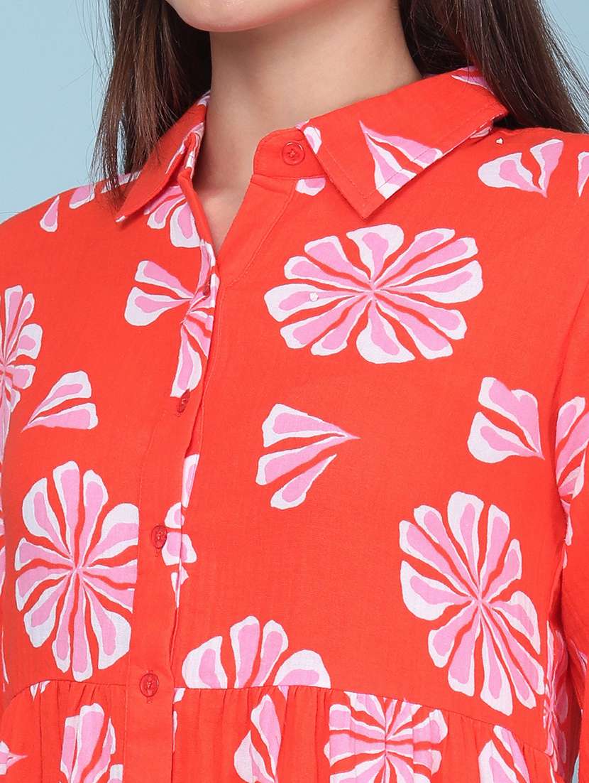 women printed long sleeves a-line dress - 22317335 -  Standard Image - 1