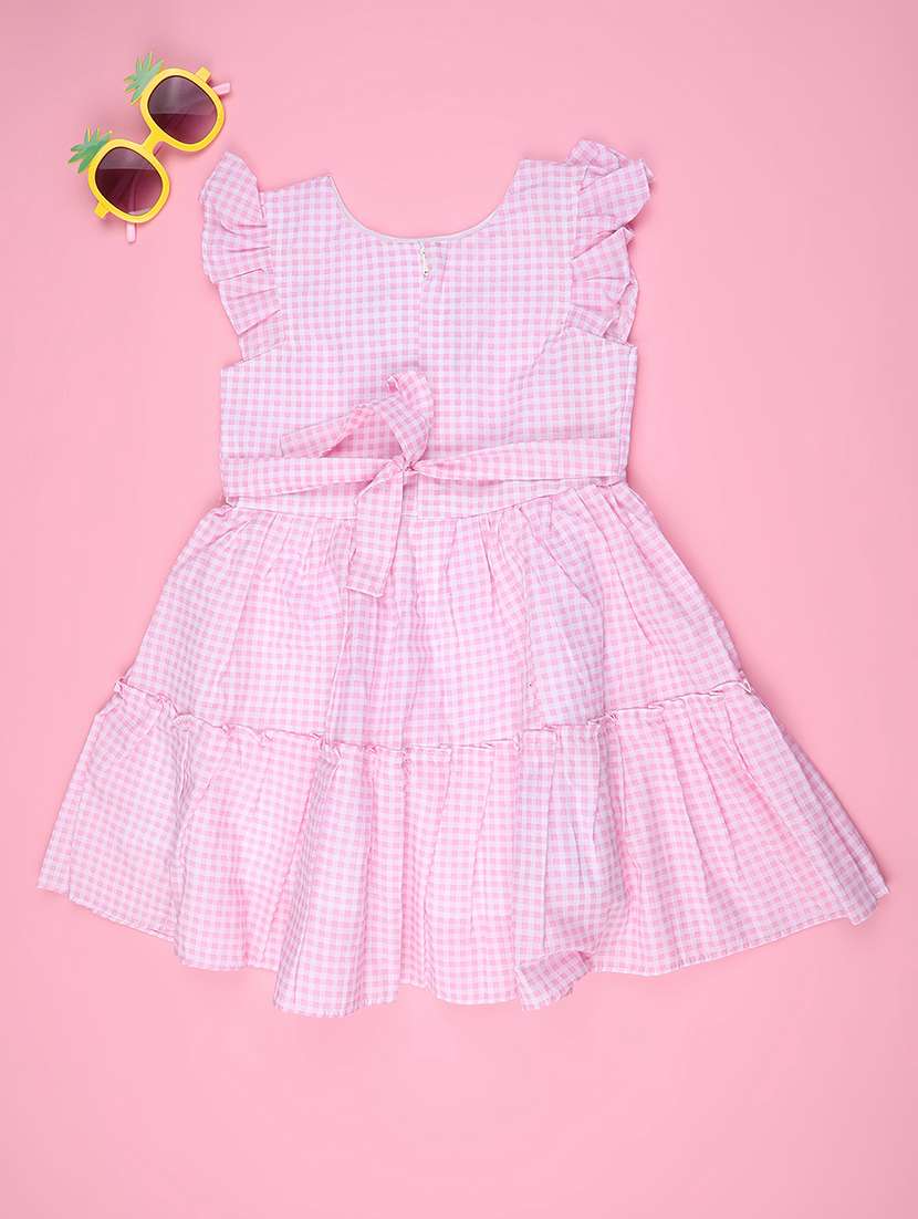 girls checkered sleeveless tiered frock - 22317352 -  Standard Image - 1