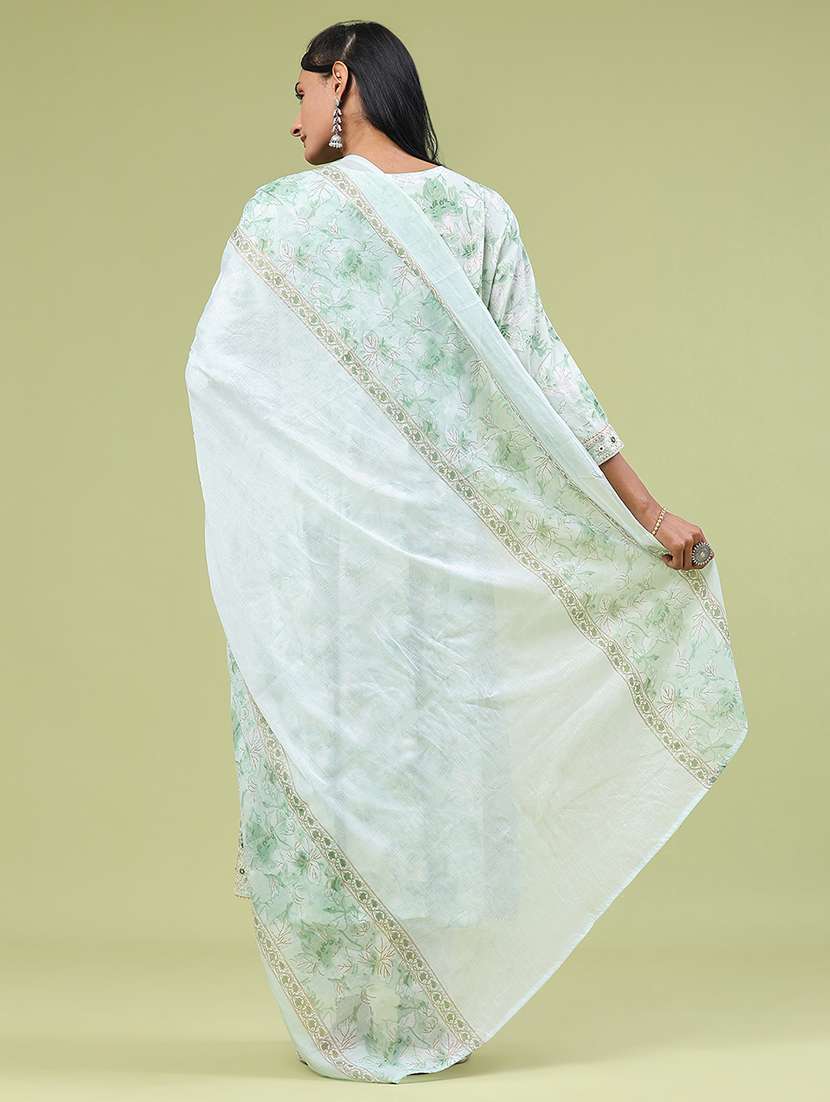 green rayon kurta pant  set - 22317402 -  Standard Image - 4