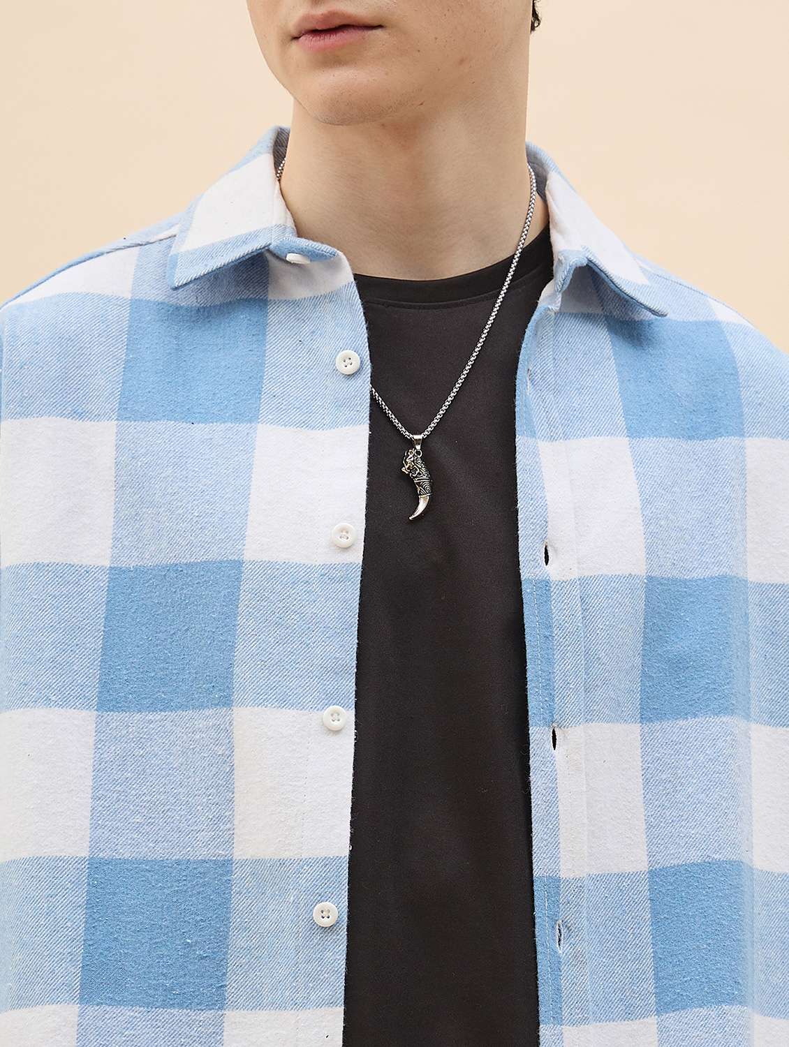men checkered long sleeve oversized casual shirt - 22317416 -  Standard Image - 4
