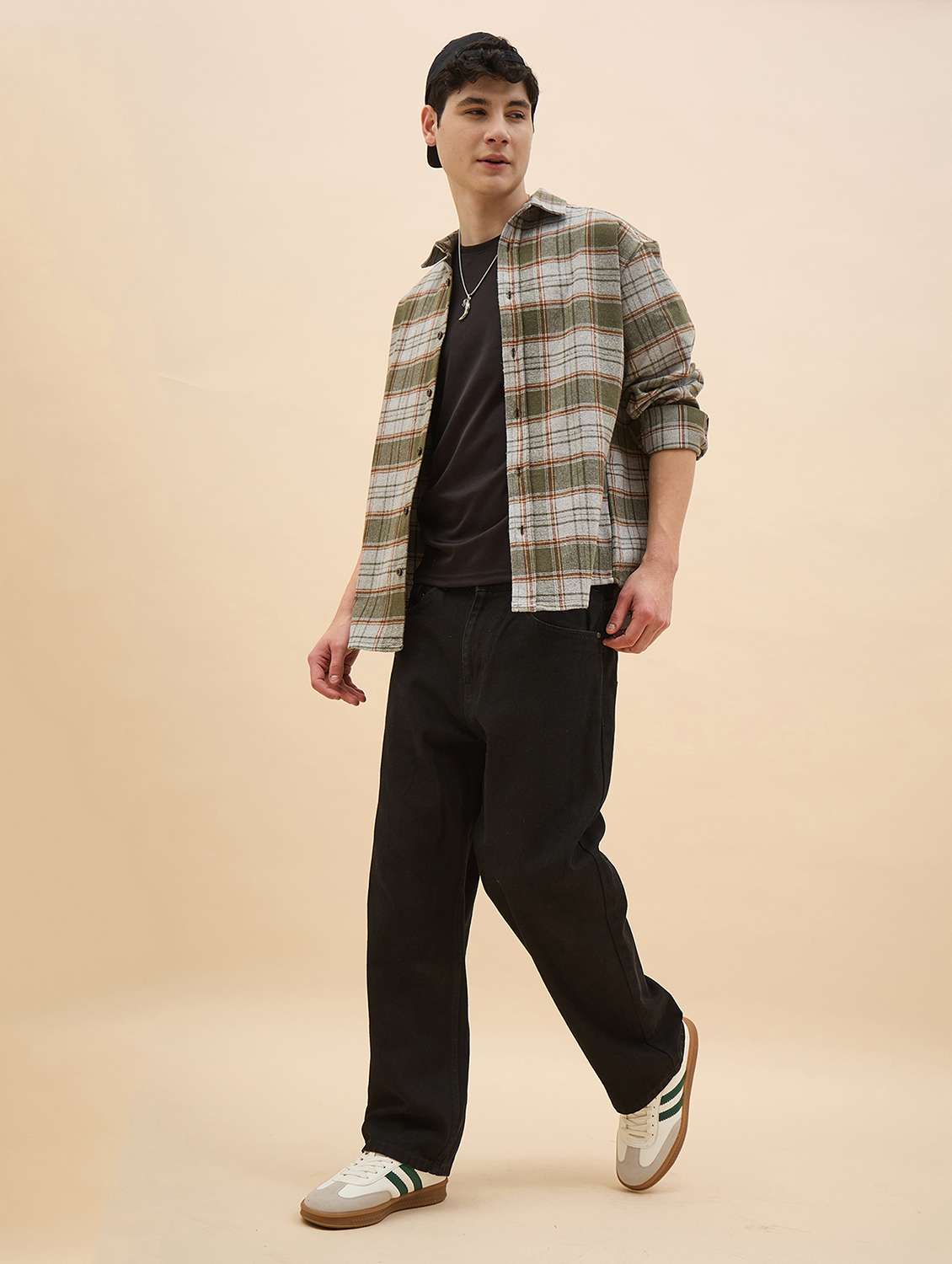 men checkered long sleeve oversized casual shirt - 22317417 -  Standard Image - 4