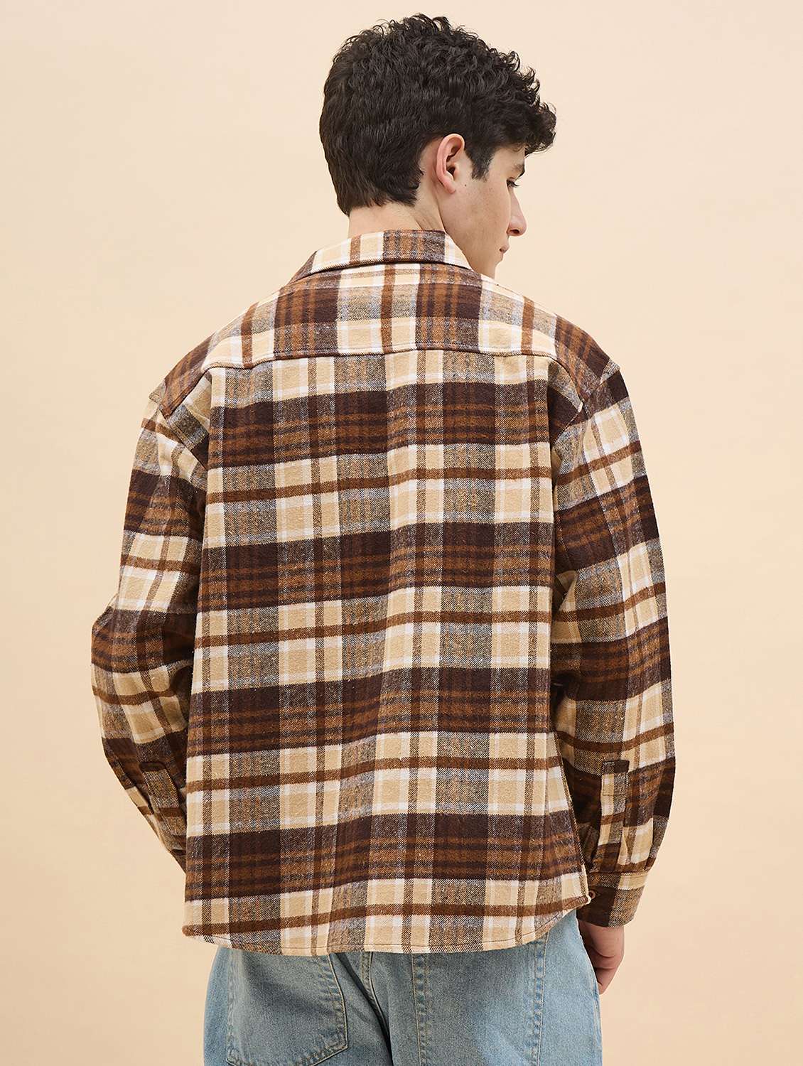 men checkered long sleeve oversized casual shirt - 22317418 -  Standard Image - 4
