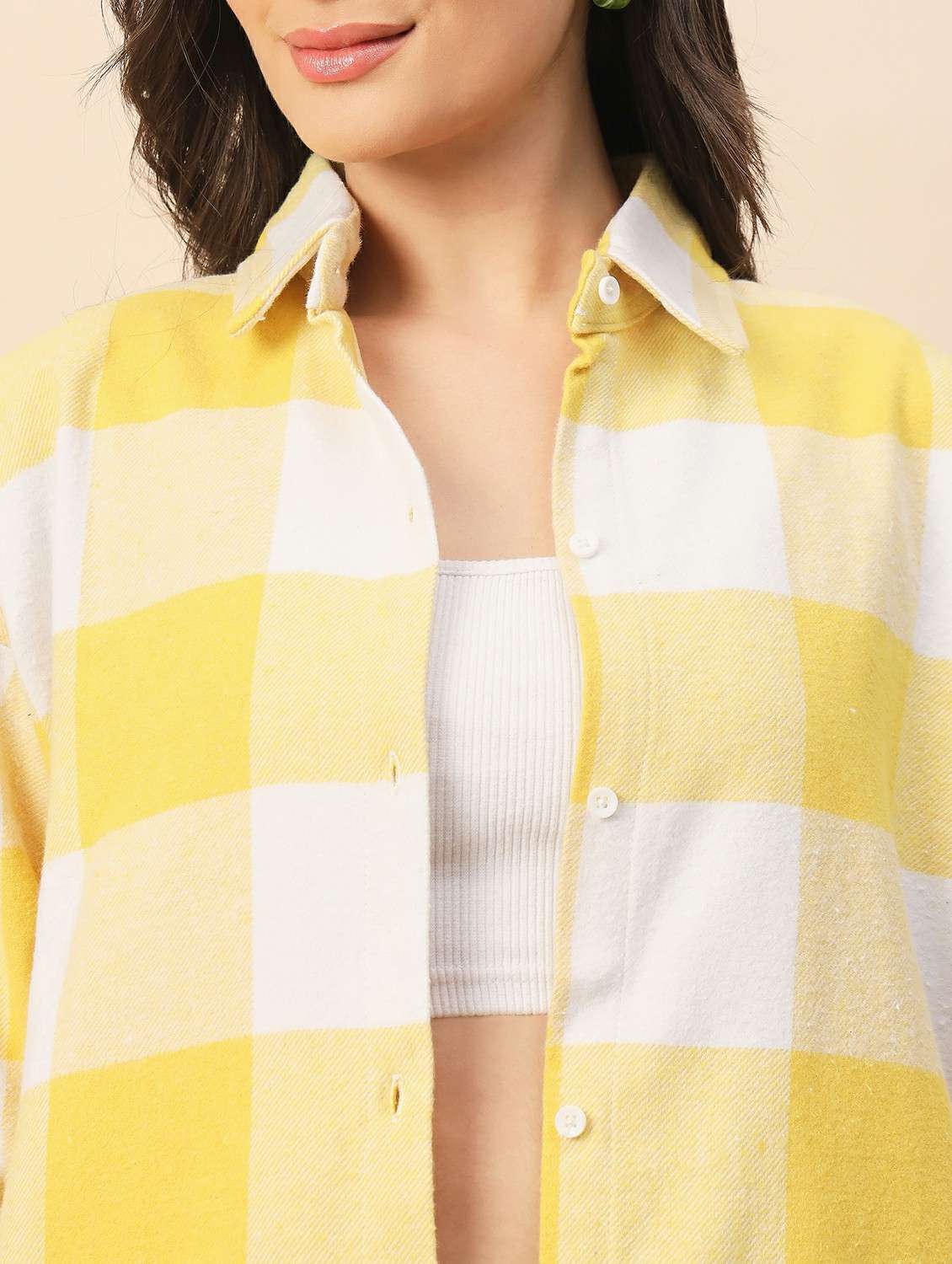 women checkered long sleeve oversized shacket - 22317419 -  Standard Image - 1