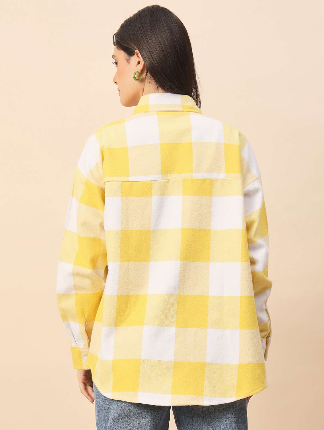 women checkered long sleeve oversized shacket - 22317419 -  Standard Image - 4