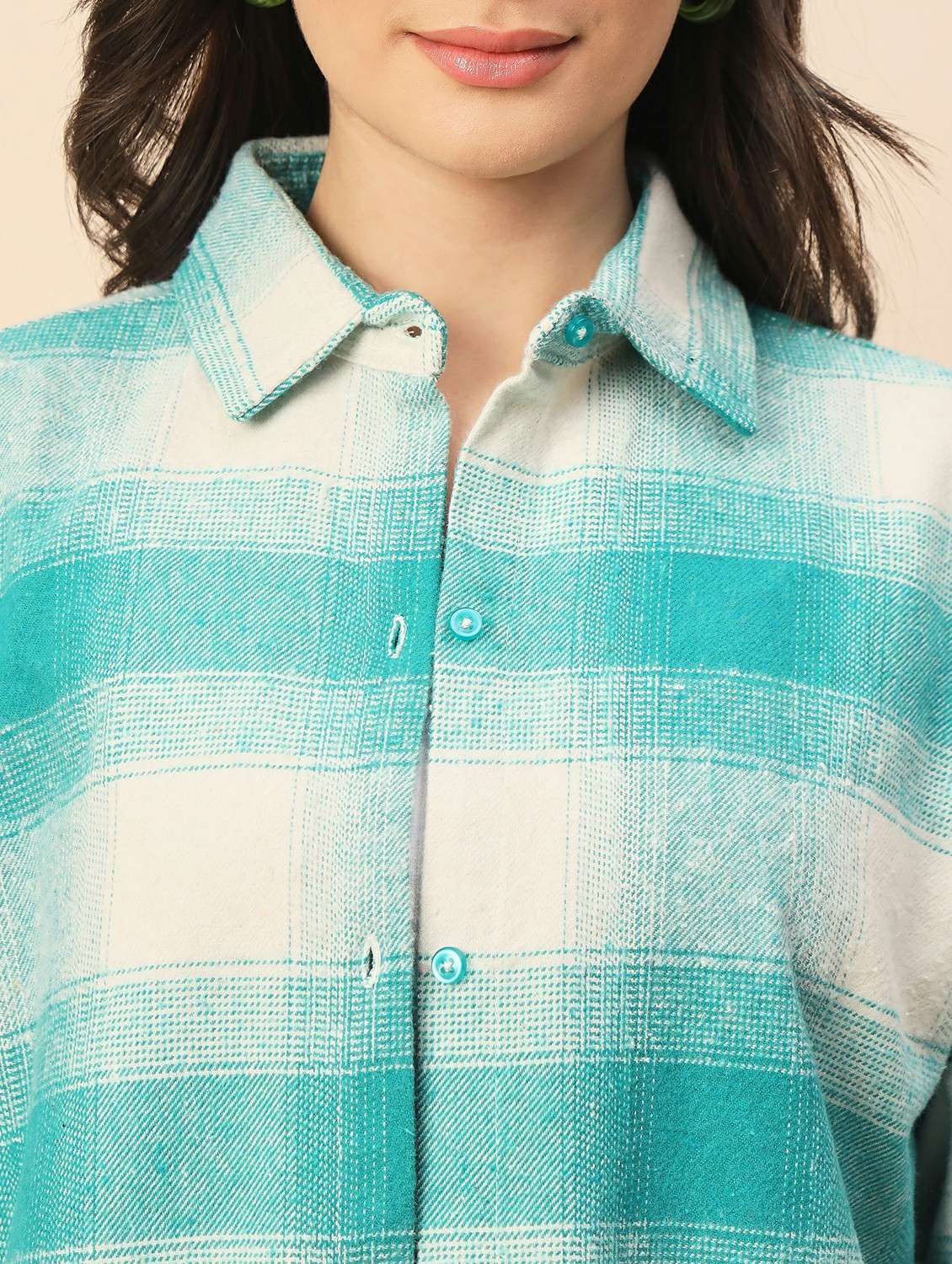 women checkered long sleeve oversized shacket - 22317422 -  Standard Image - 1