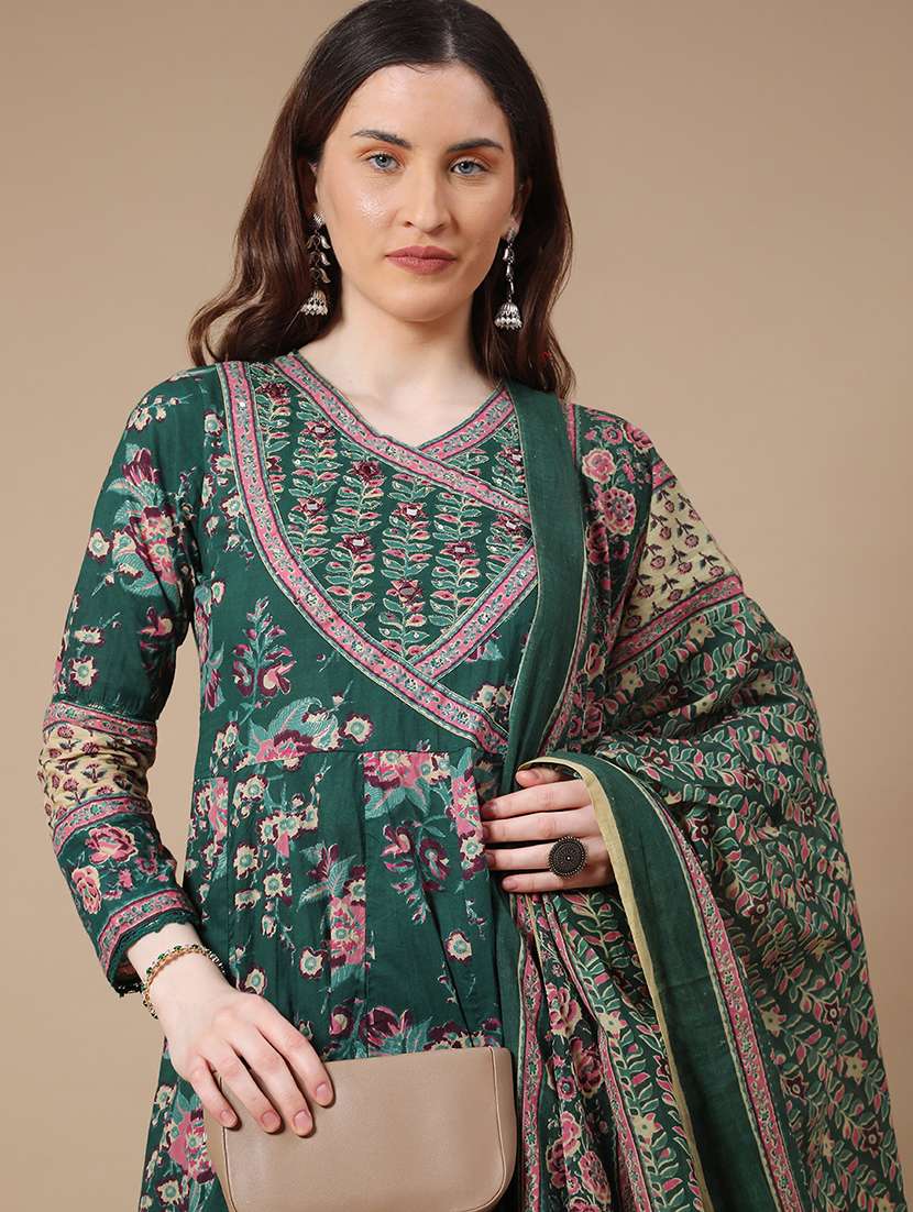 green cotton kurta pant  set - 22317459 -  Standard Image - 1
