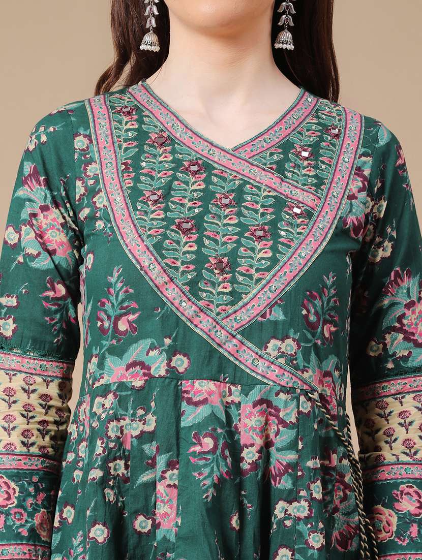 green cotton kurta pant  set - 22317459 -  Standard Image - 4