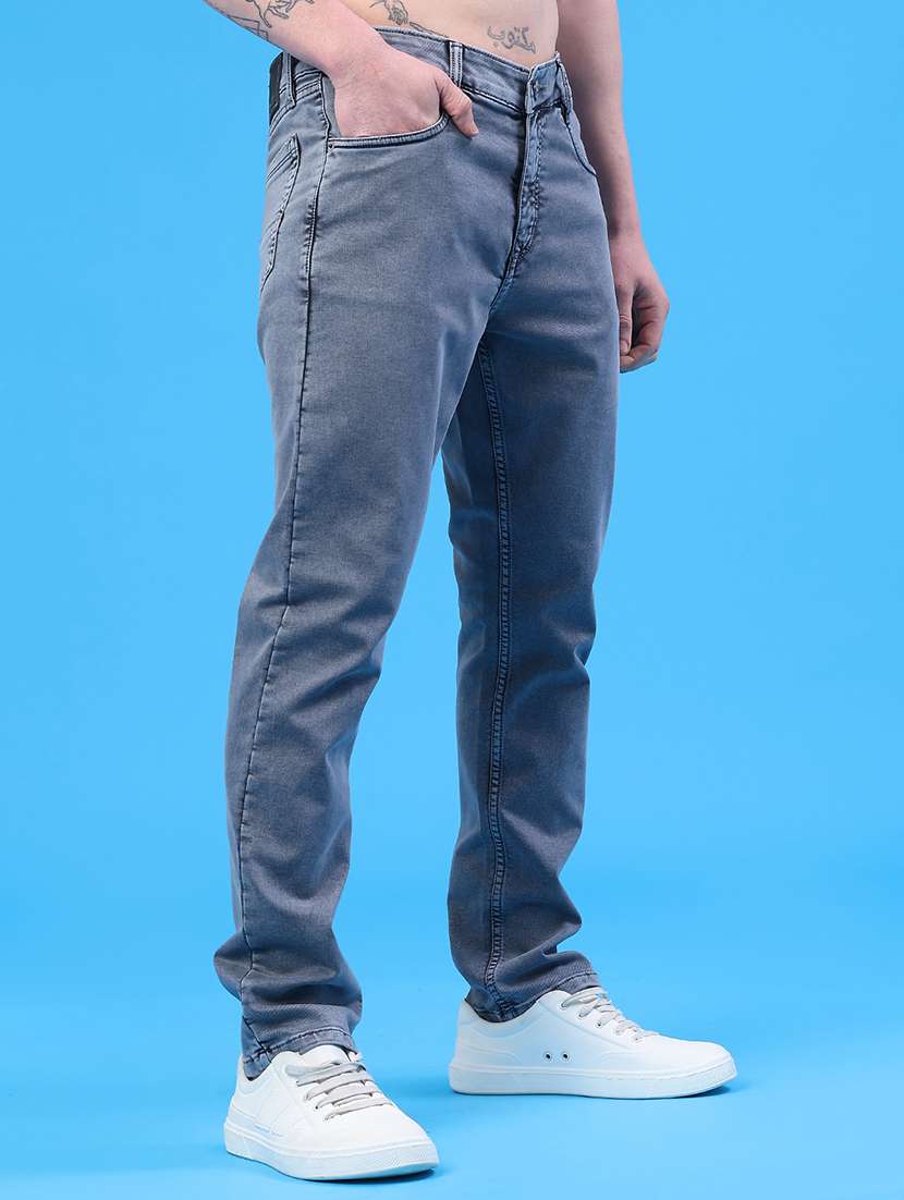 men plain mid rise full length jeans - 22317468 -  Standard Image - 1