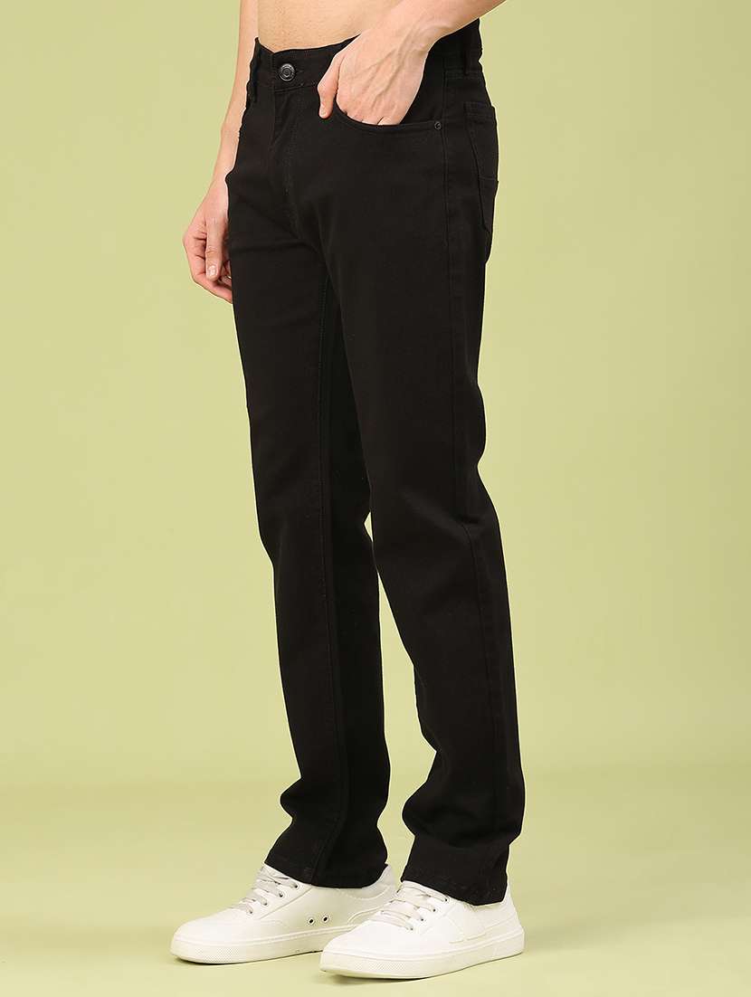 men plain mid rise full length jeans