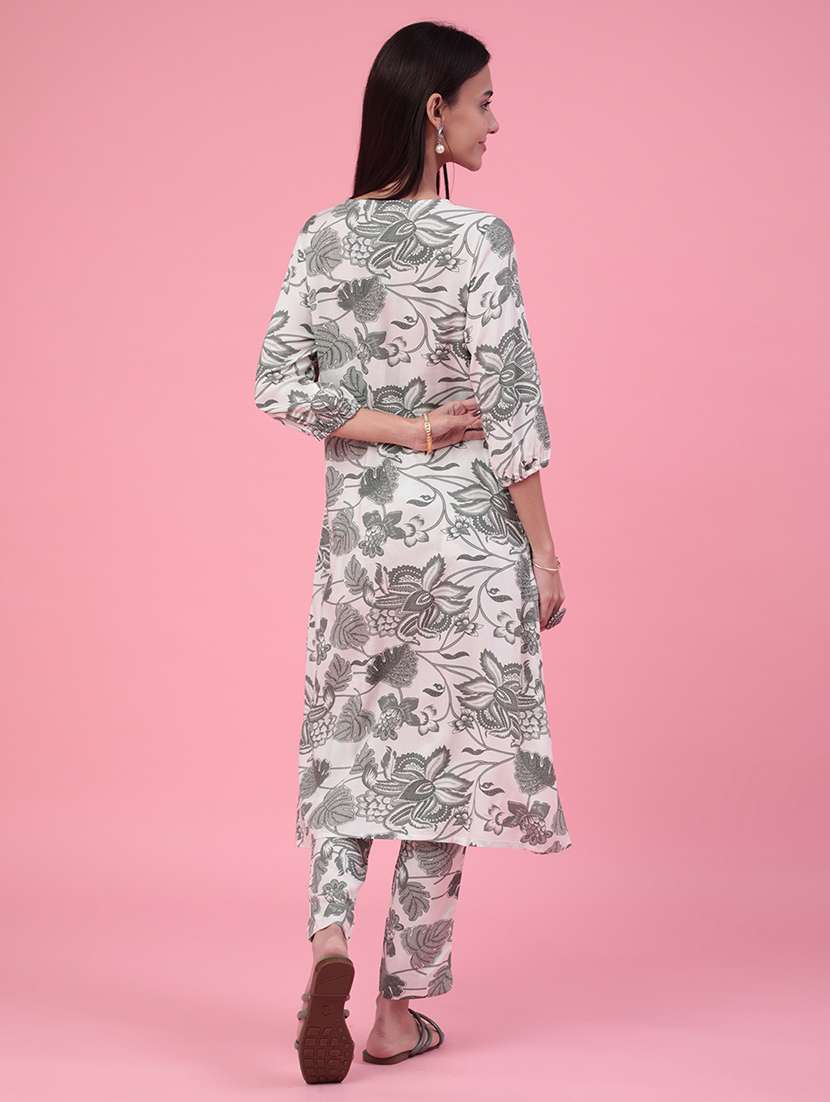 women printed three quarter sleeves ethnic co-ord set - 22317482 -  Standard Image - 4