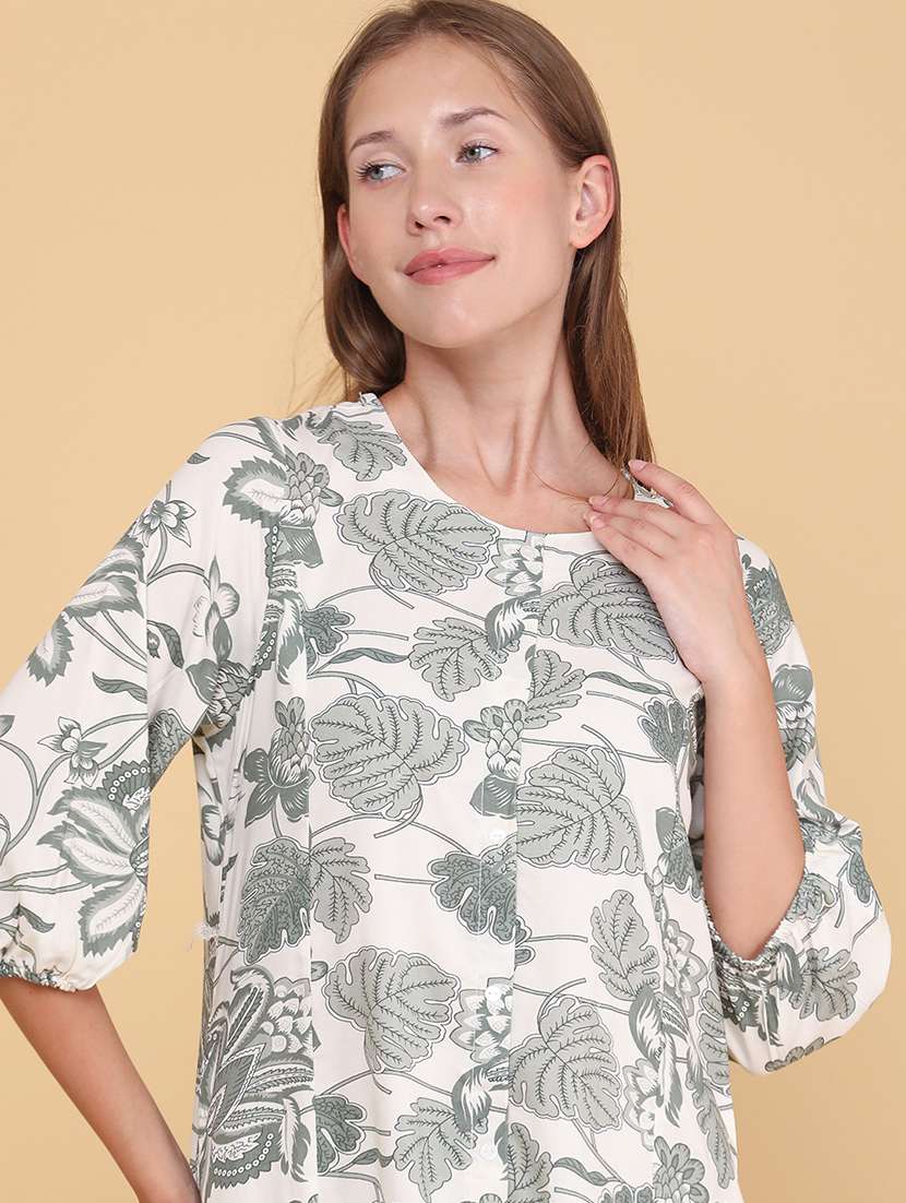 women printed three quarter sleeves ethnic co-ord set - 22317485 -  Standard Image - 1