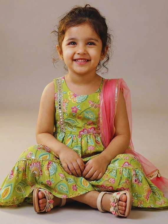 girls printed kurta and sharara set with dupatta - 22317512 -  Standard Image - 1