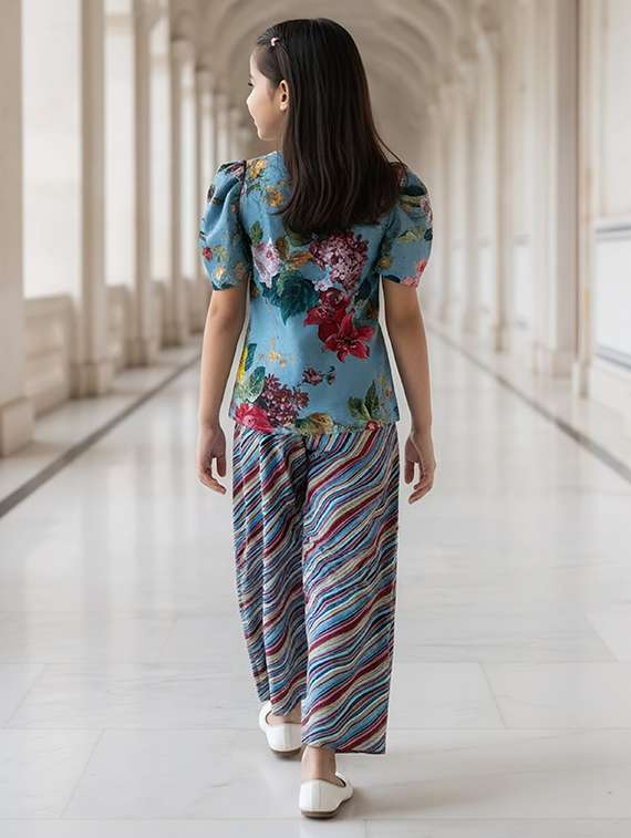 girls printed kurta and palazzo set - 22317564 -  Standard Image - 1
