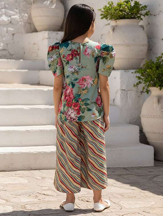 girls printed kurta and palazzo set - 22317566 -  Standard Image - 1