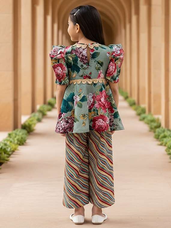 girls printed kurta and palazzo set - 22317569 -  Standard Image - 1