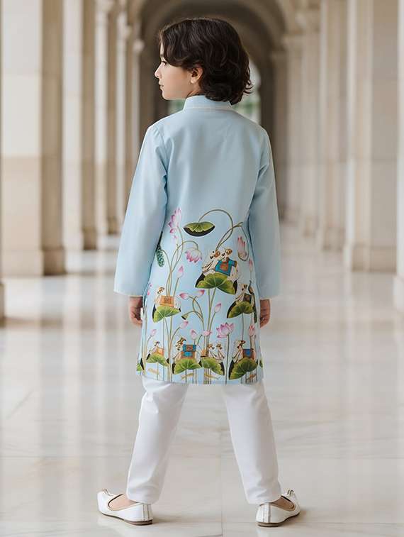 boys printed long sleeve kurta set  - 22317571 -  Standard Image - 1