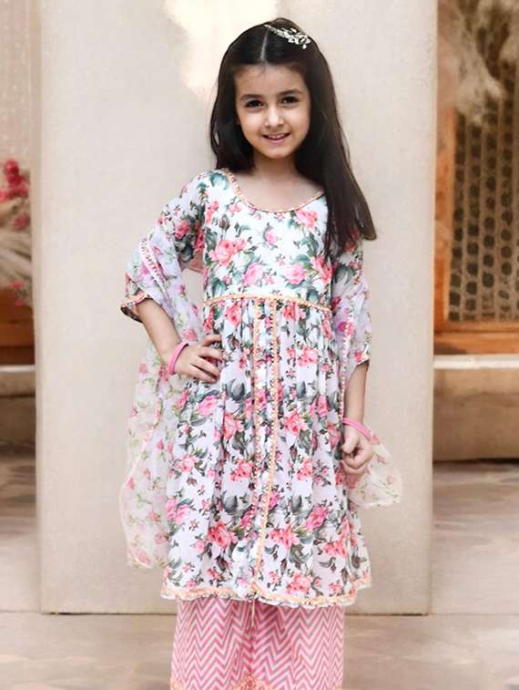 girls printed kurta and palazzo set - 22317592 -  Standard Image - 1