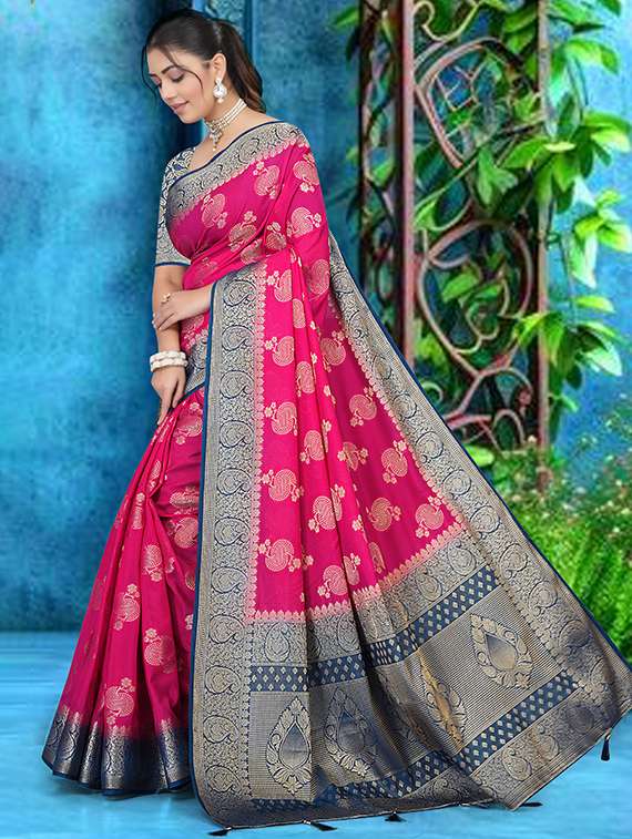 women self design bordered saree with blouse - 22317639 -  Standard Image - 1