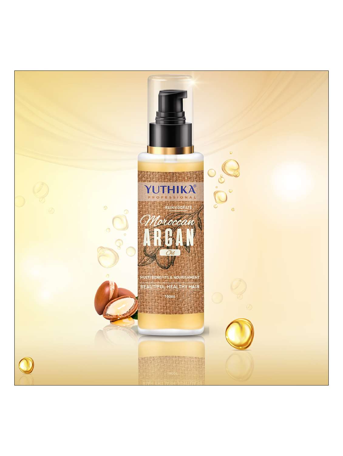 yuthika moroccan argan hair oil for women & men | ultra-smooth & shiny, tames frizz hair oil (100 ml) - 22317643 -  Standard Image - 4