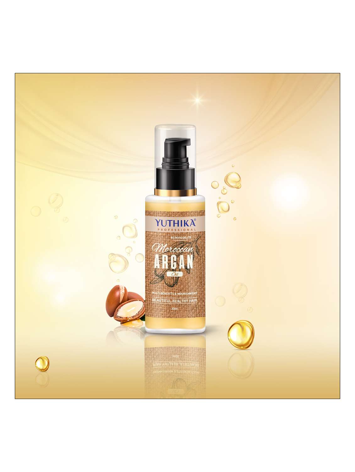 yuthika moroccan argan hair oil for women & men | ultra-smooth & shiny, tames frizz hair oil (30 ml) - 22317645 -  Standard Image - 1