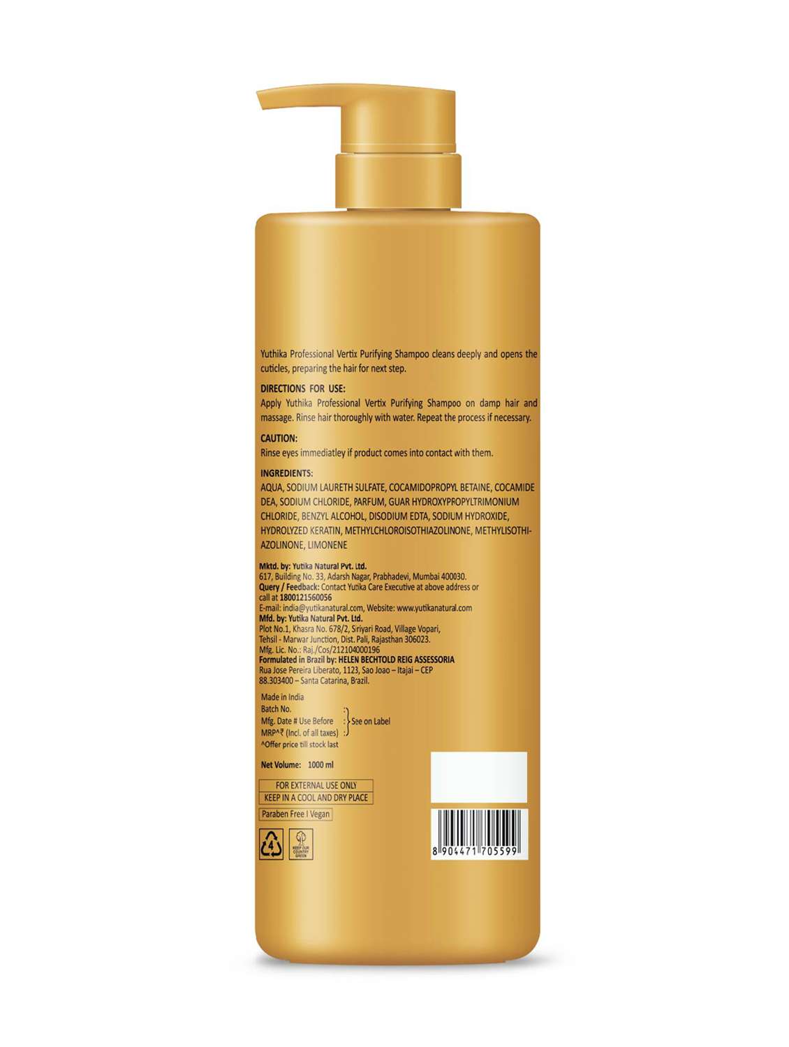 yuthika proffesional vertix shampoo 1000ml - 22317716 -  Standard Image - 1