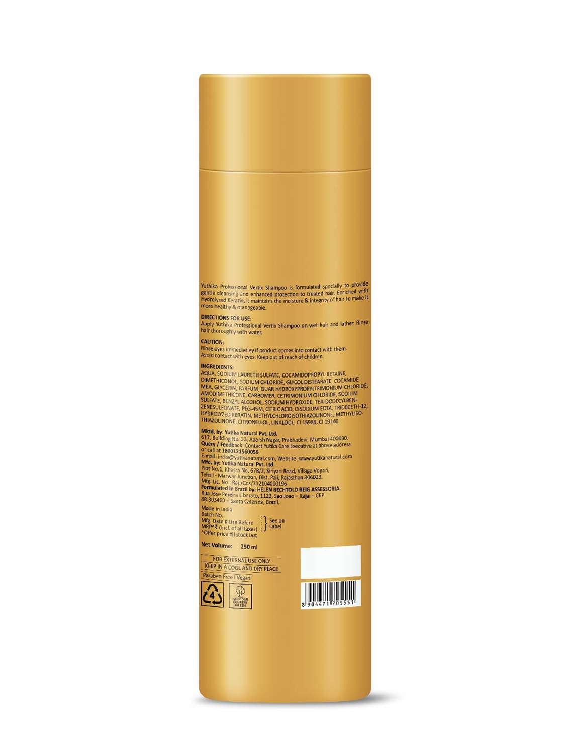 yuthika proffesional vertix shampoo 250ml - 22317717 -  Standard Image - 1