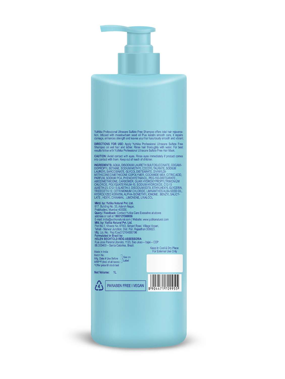 yuthika proffesional ultra sulphate free shampoo 1000ml - 22317720 -  Standard Image - 1