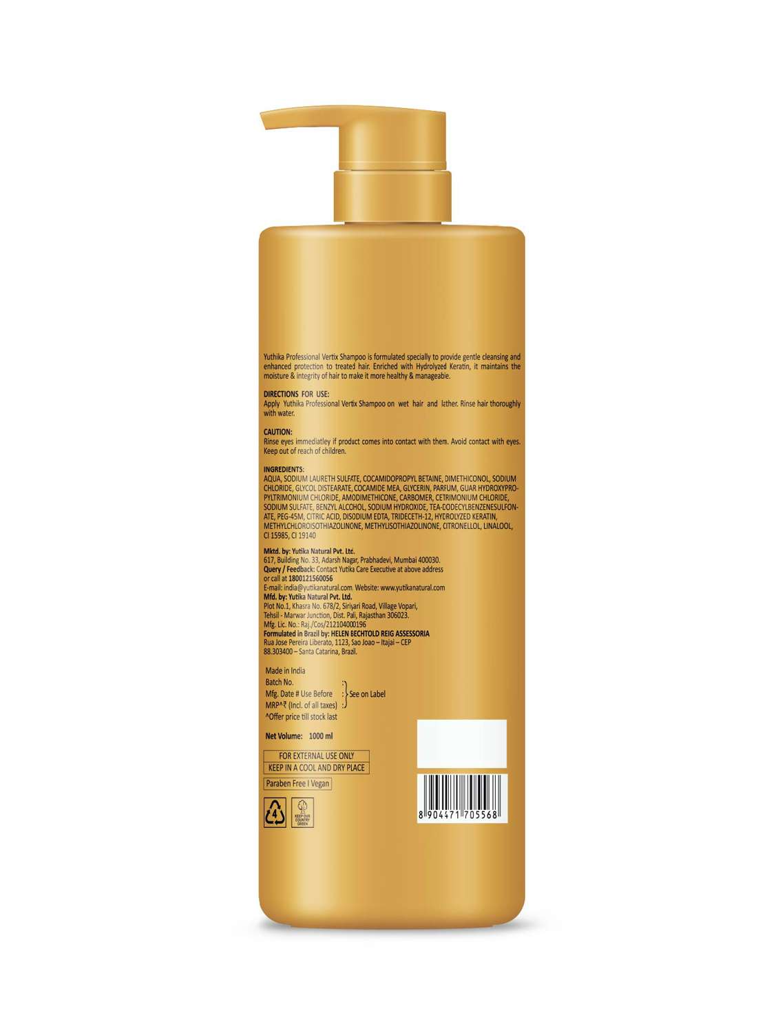 yuthika proffesional vertix shampoo 1000ml - 22317721 -  Standard Image - 1