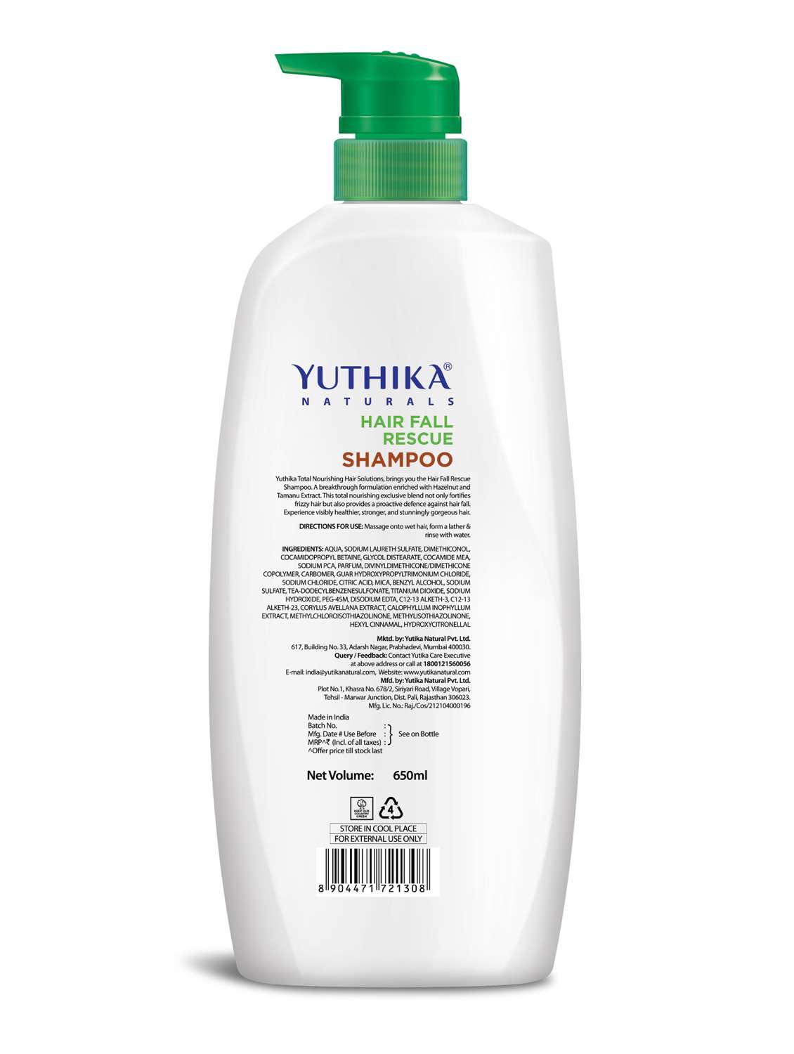 yuthika hair fall rescue shampoo 650ml - 22317722 -  Standard Image - 1