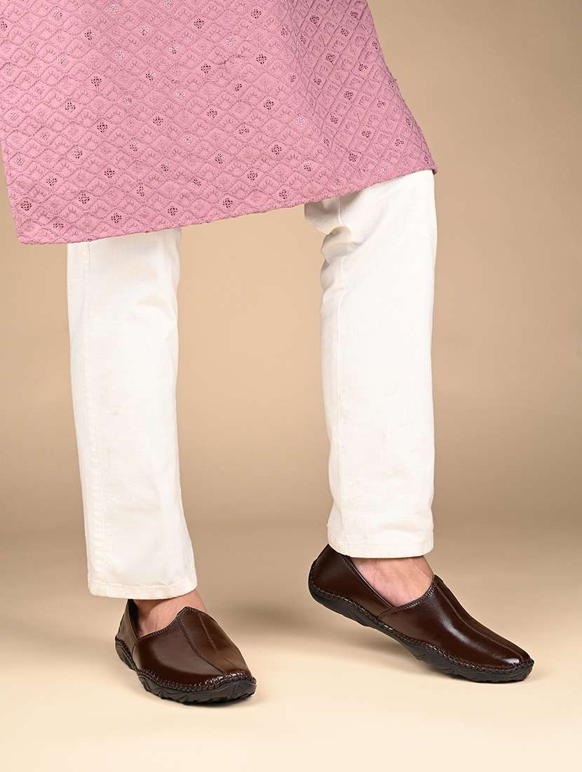 men brown slip on mojari - 22317743 -  Standard Image - 1