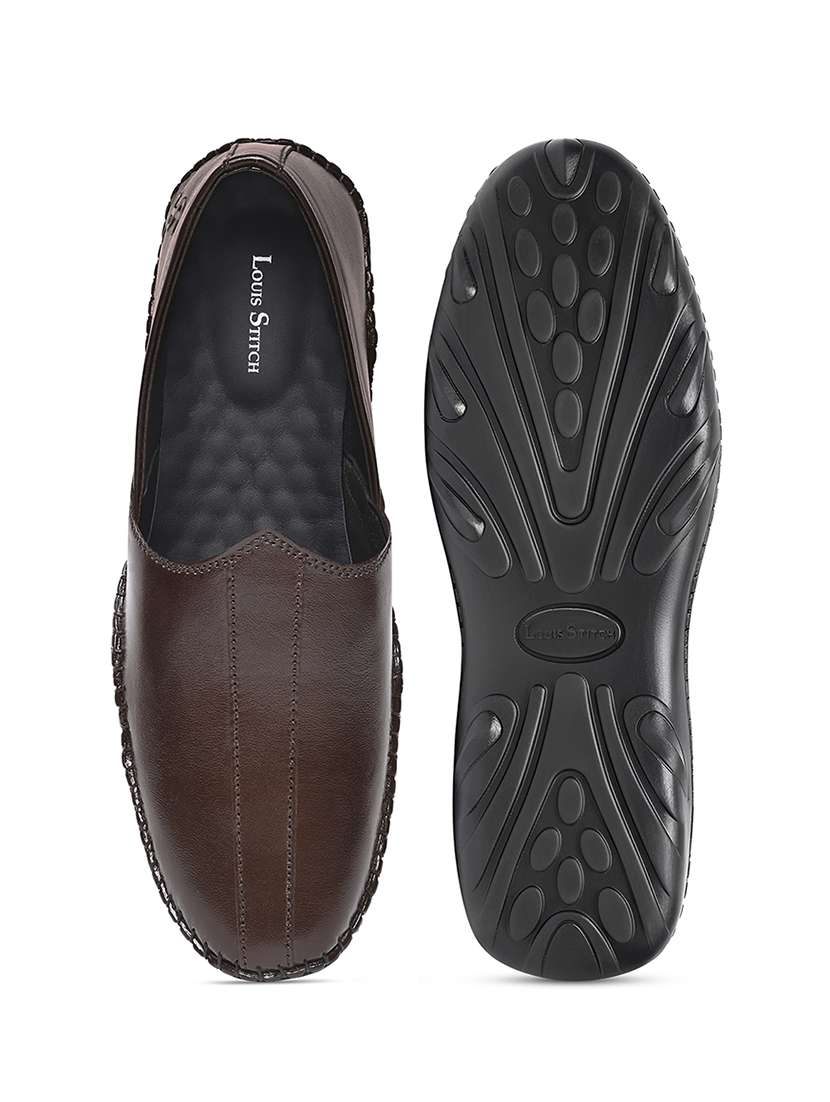 men brown slip on mojari - 22317743 -  Standard Image - 4